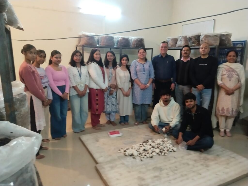 *कौशल प्रयोगशाला प्रोत्साहन के माध्यम से छात्रों ने उगाई  बटन मशरूम।*शहीद कैप्टन विक्रम बत्रा राष्ट्रीय महाविद्यालय के विद्यार्थियों ने कौशल प्रयोगशाला प्रोत्साहन केंद्र के अंतर्गत सीसी बटन मशरूम की अपनी पहली फसल सफलतापूर्वक उगा ली है। विद्यार्थियों ने बागवानी विकास कार्यक्रम के तहत पांच दिवसीय मशरूम प्रशिक्षण कार्यक्रम के माध्यम से यह कौशल प्राप्त किया।महाविद्यालय के प्रधानाचार्य प्रोफेसर पंकज सूद ने विद्यार्थियों के प्रयासों की सराहना करते हुए कहा कि ऐसे प्रशिक्षण कार्यक्रमों से अधिक से अधिक विद्यार्थियों को लाभ मिलना चाहिए।कार्यक्रम समन्वयक डॉ. मीनाक्षी ने बताया कि यह कौशल प्रयोगशाला प्रोत्साहन केंद्र राज्य के कॉलेजों में एक अनूठी सुविधा है, जहां विद्यार्थी मशरूम की खेती और विपणन दोनों सीख रहे हैं। उन्होंने आगे कहा कि यह प्रयोगशाला व्यावहारिक ज्ञान के साथ-साथ स्वरोजगार के अवसर भी प्रदान करती है।
